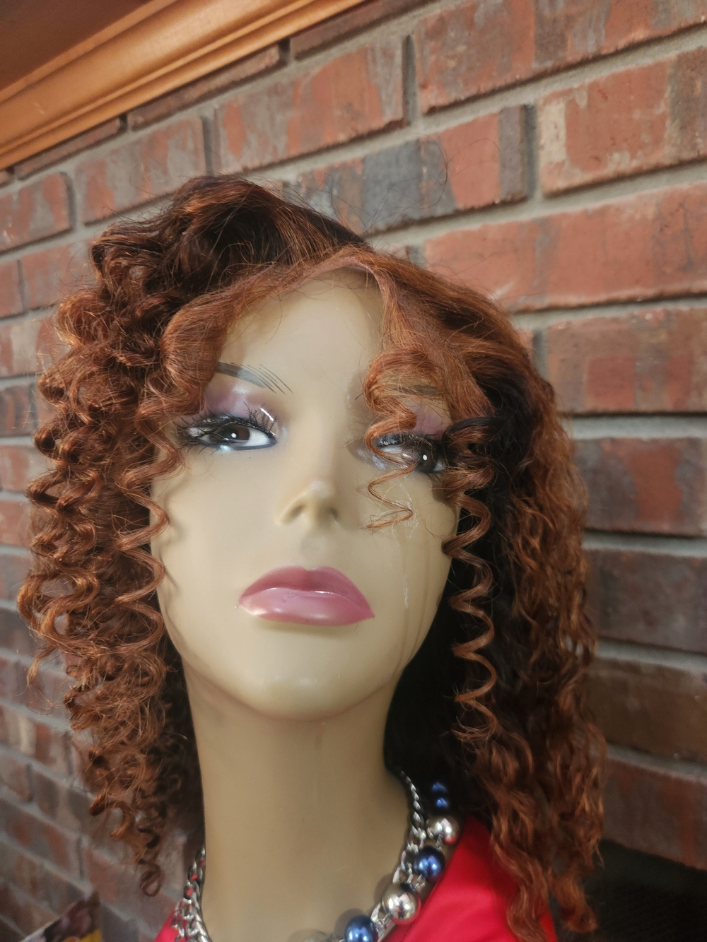 Brown Curly Women's Wig - Natural Auburn Tones